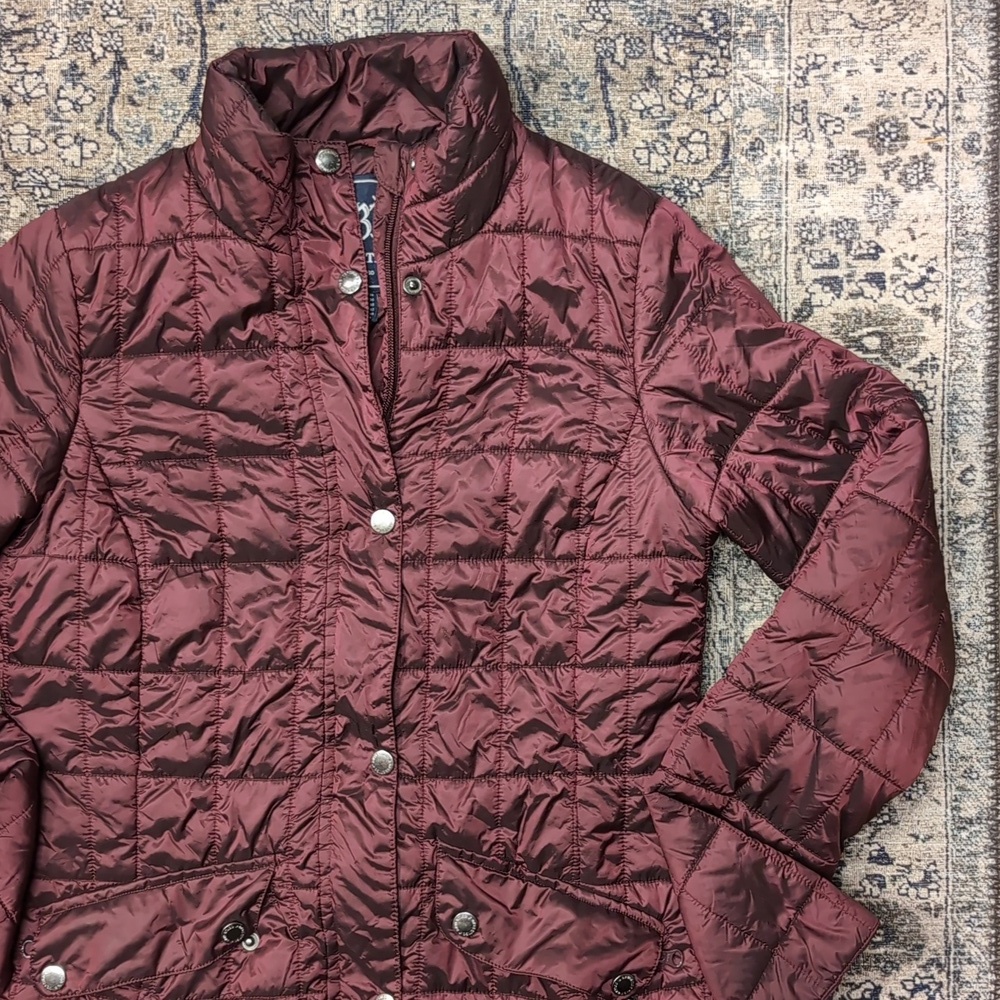 Quilted Burgendy Puffer Jacket w/ Pockets B Vertigo